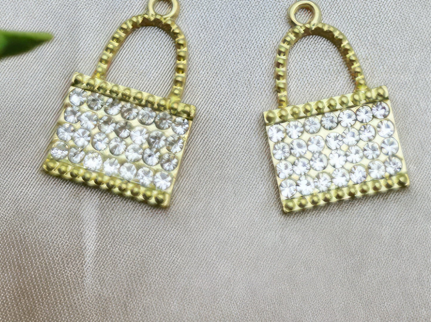 Chic Bag Crystal Pendant Earrings in Gold