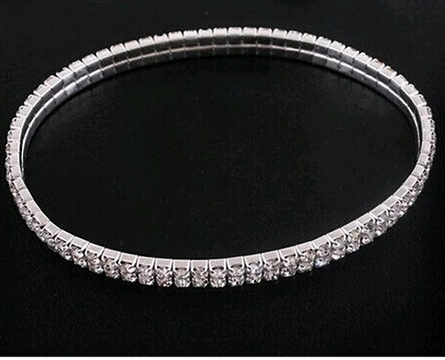 Double Row Crystal Link Anklet in Silver