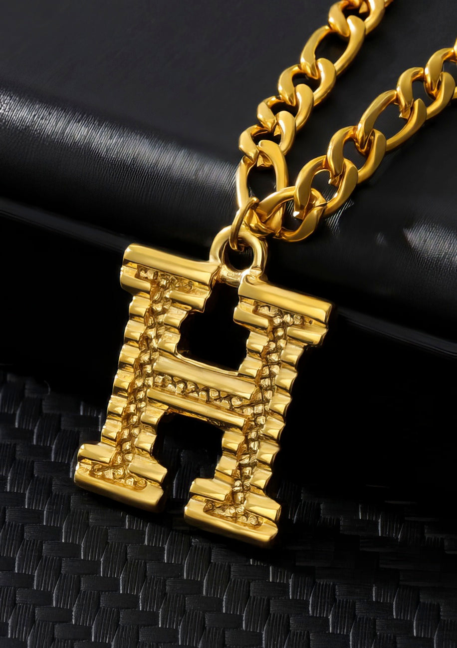 Large Initial Letter H Chain Anklet in Gold