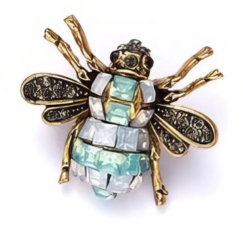 Designer Inspired Bee Crystal Rhinestone Pin in Green