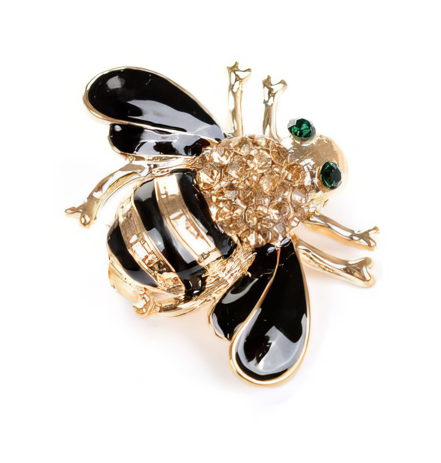 Designer Inspired Bee Crystal Rhinestone Pin in Black and Green