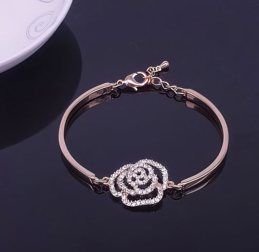 Camellia Bracelet Luxury Large Crystal Flower Rose in Gold