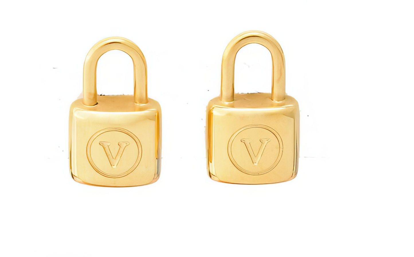 Letter V Padlock Stud Earrings in Gold