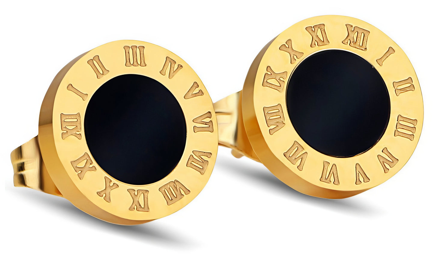 Stainless Steel Roman Numeral Stud Earrings