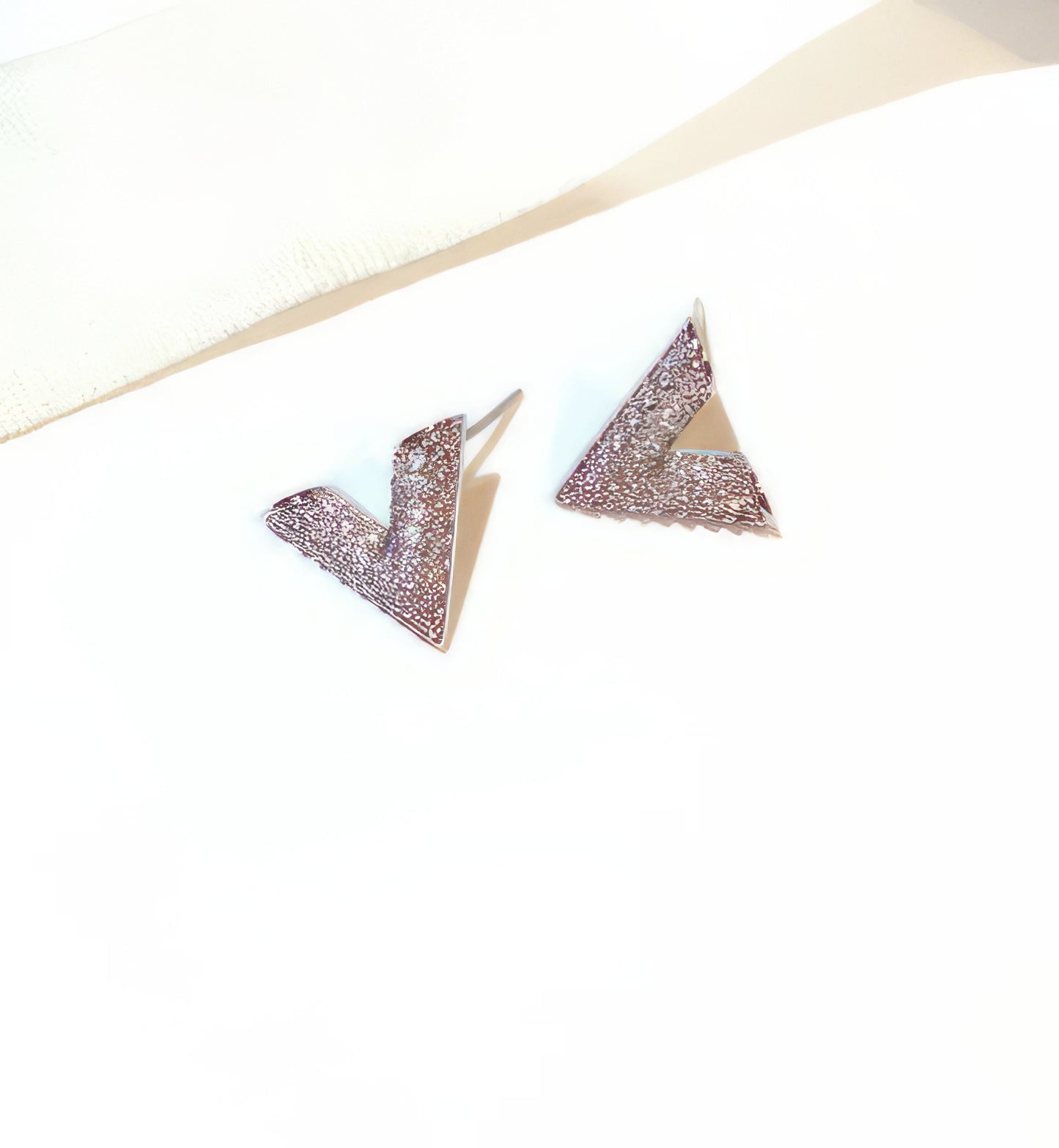 Letter V Pave CZ 925 Silver Stud Earrings in Silver