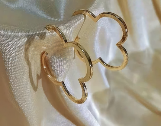 Stainless Steel Four-Leaf Clover Hoop Earrings