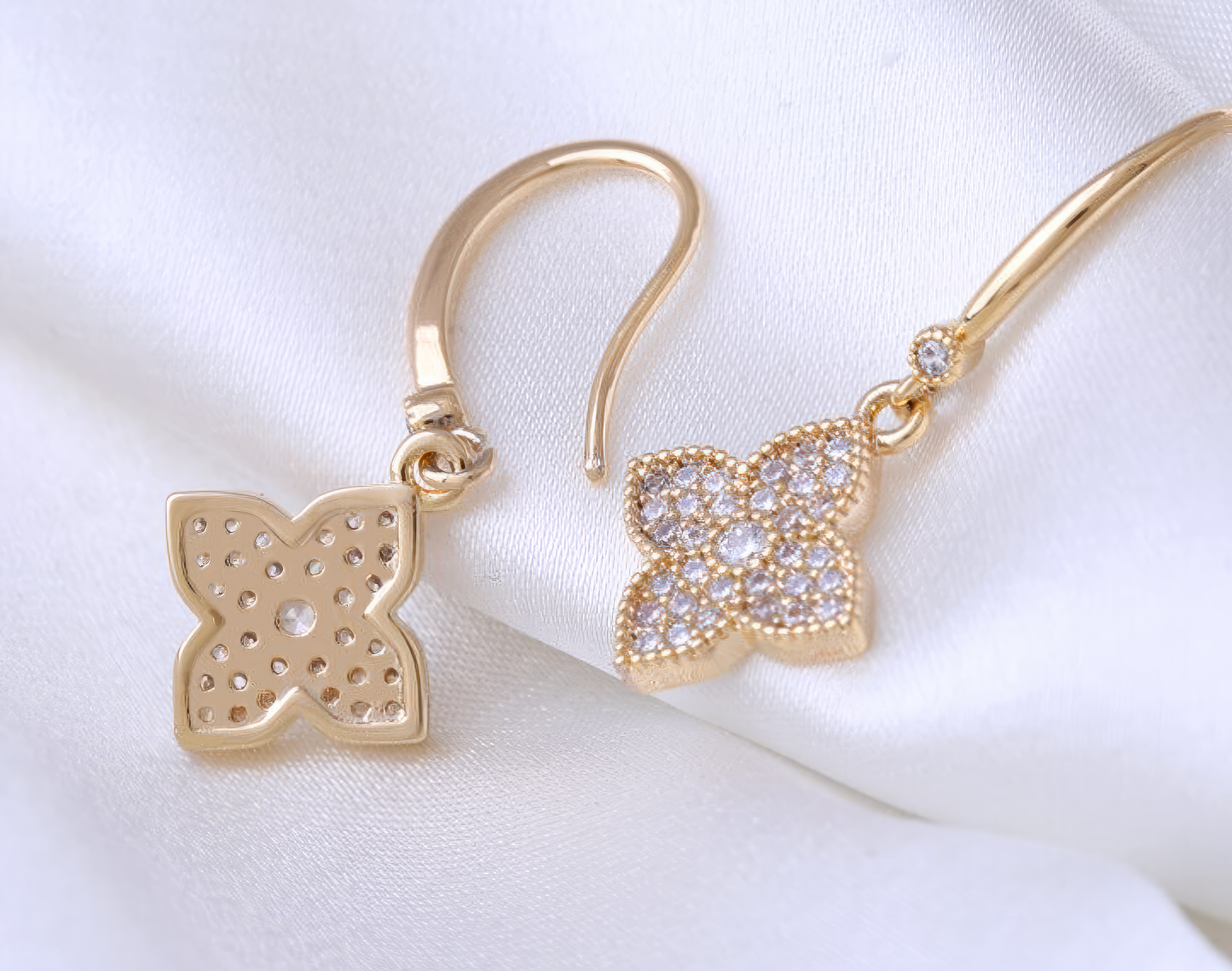 Trendy Four-Leaf Clover Cubic Zirconia Earrings