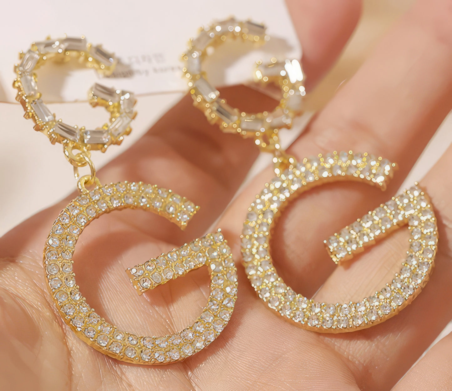 Double Letter G Charming Drop Earrings in Gold