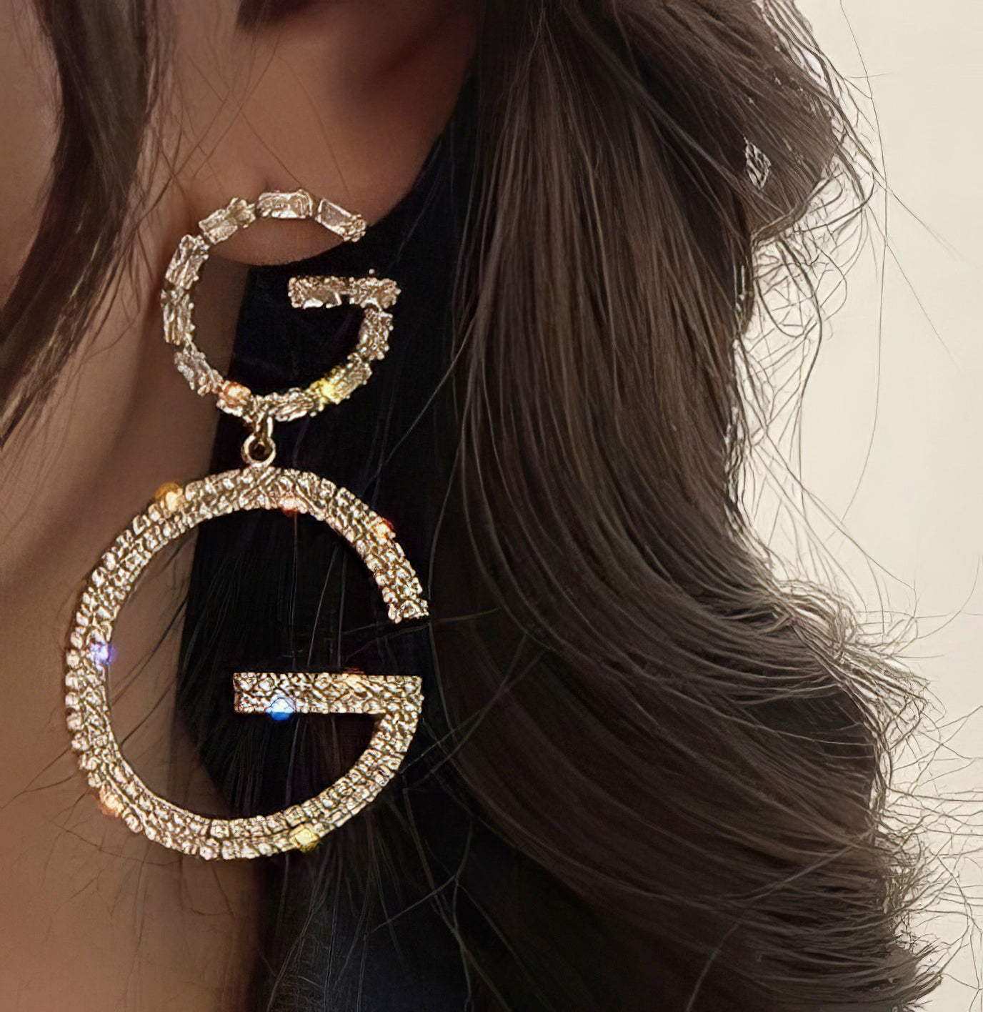 Double Letter G Charming Drop Earrings in Gold