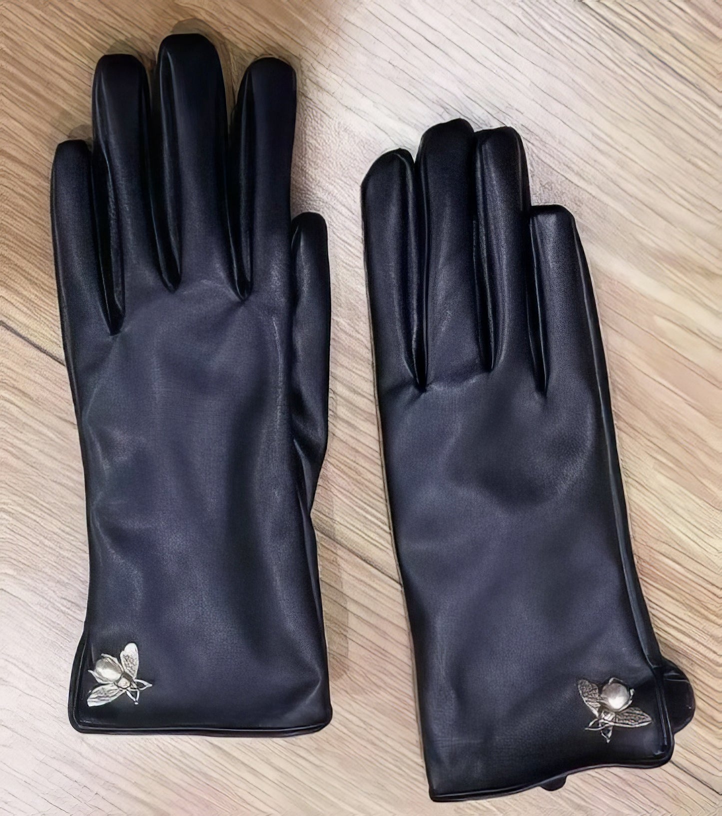 Winter And Autumn PU Leather Metal Bee Gloves