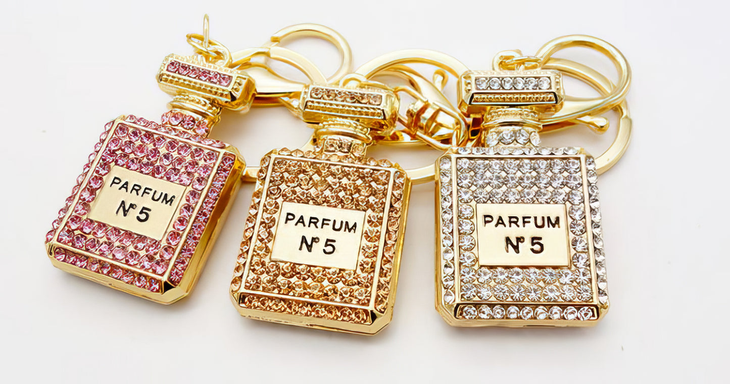 Rhinestone Crystal Perfume Bottle Keychain