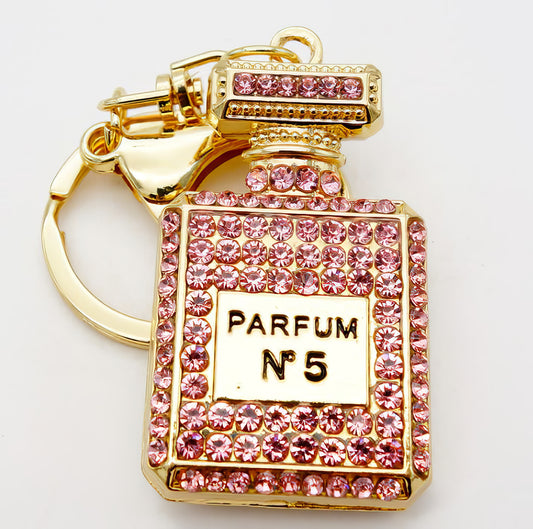 Rhinestone Crystal Perfume Bottle Keychain