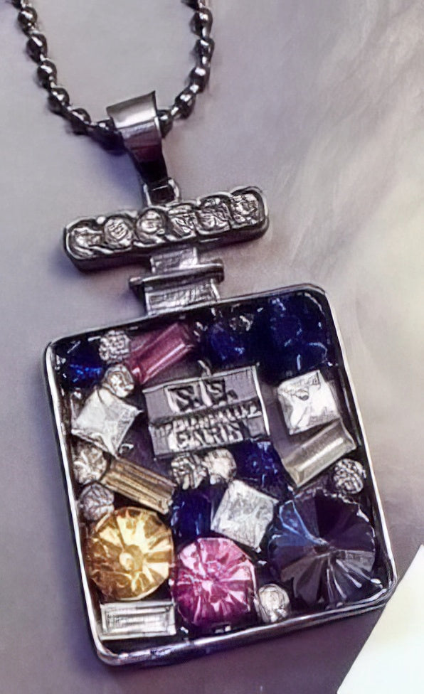 Multi Color Crystal Perfume Bottle Pendant Necklace