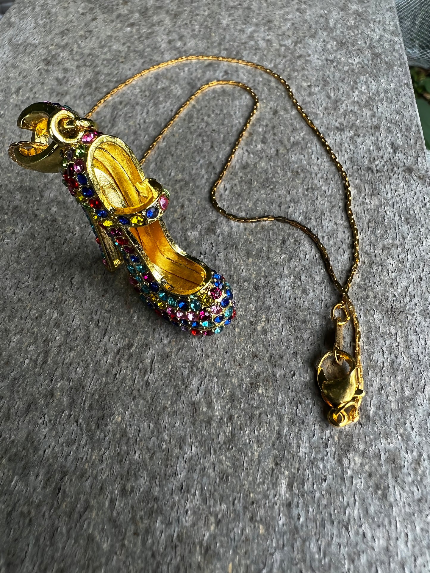 Large High Heel Shoe Charm Pendant Necklaces in Multi and Gold