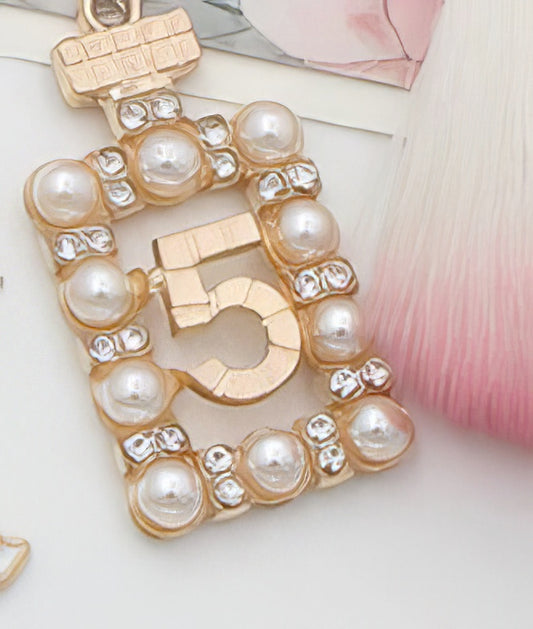 Perfume Bottle Pearl No 5 Pendant Necklace