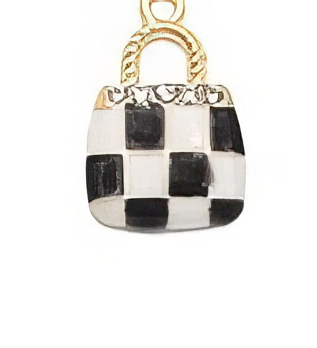 Checkered Purse Pendant Necklace in Black and White