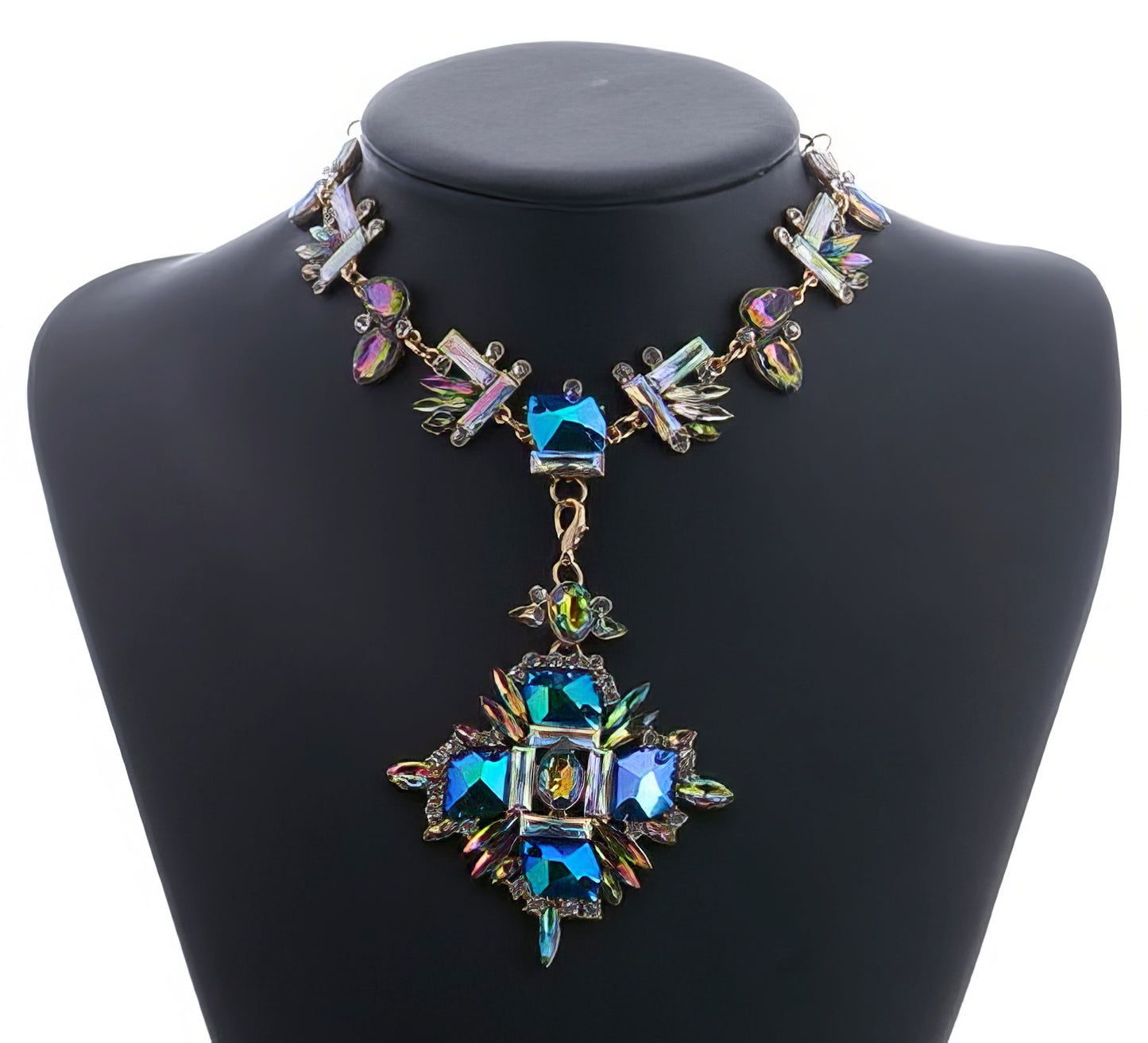 Stunning Geometric Crystal Choker Necklace