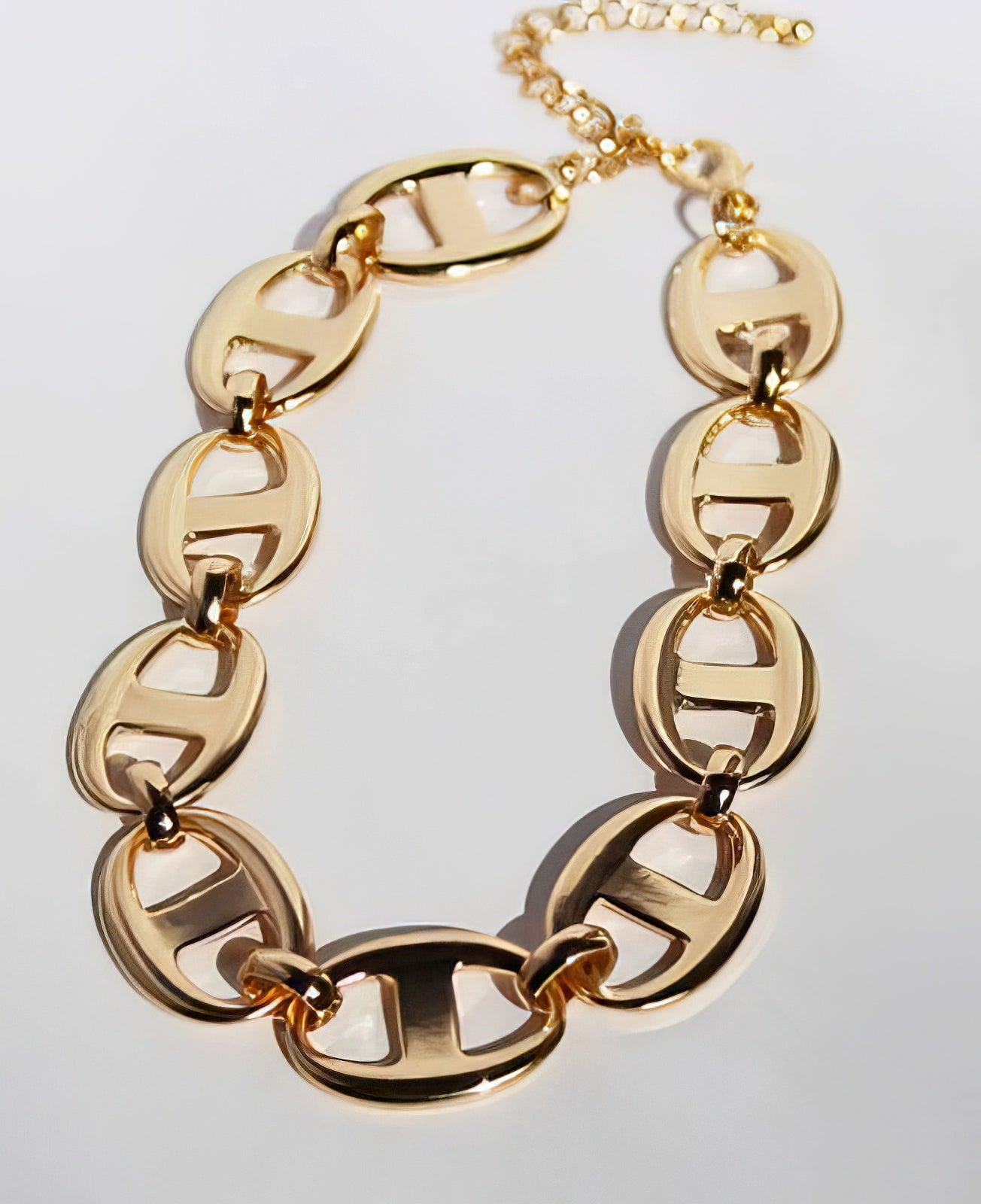 Trendy Geometric Oval Chain Necklace in Gold