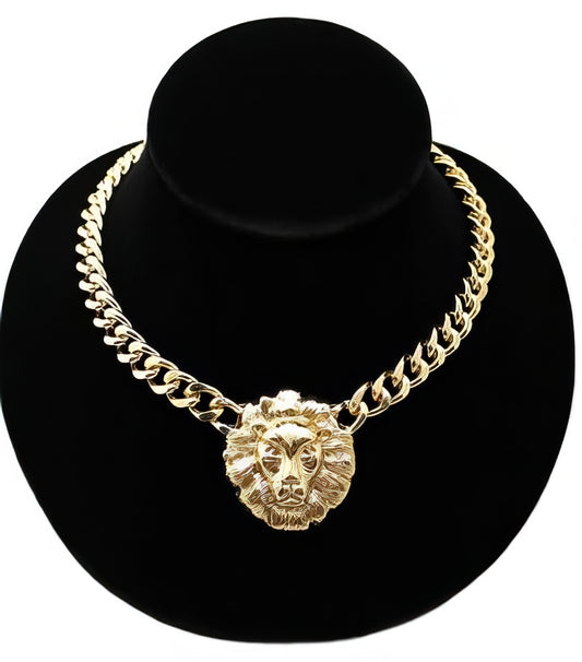 Big Lion Pendant Avatar Chain Necklace In Gold