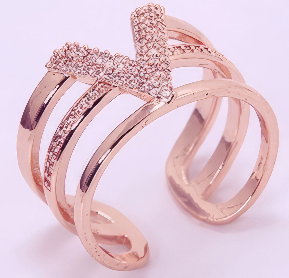 Letter V Shaped Adjustable Ring in Rose Gold