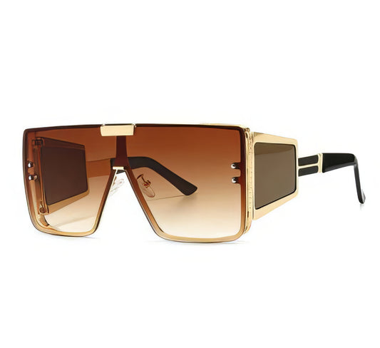 Oversized Square Sunglasses in Gold with Brown Lens Brown Sides