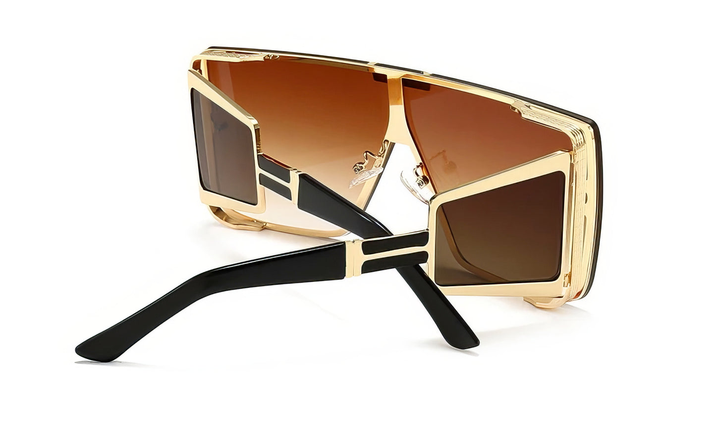 Oversized Square Sunglasses in Gold with Brown Lens Brown Sides
