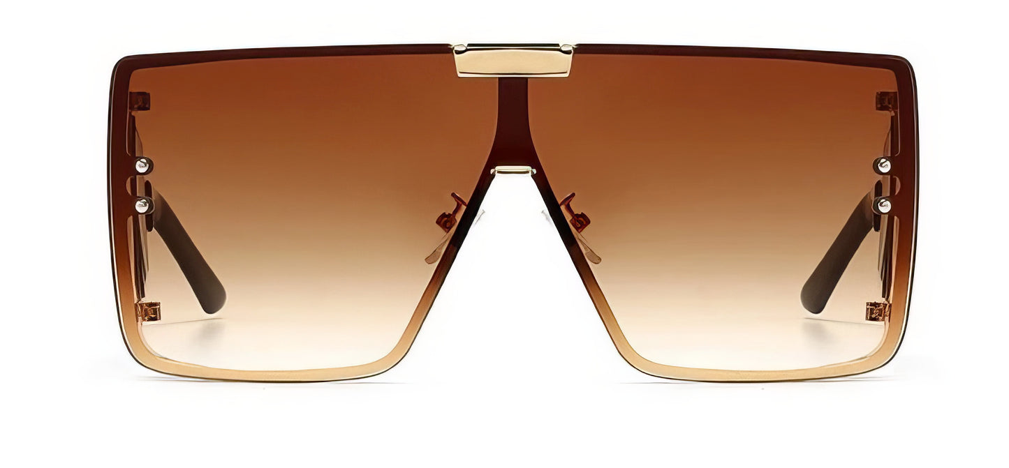 Oversized Square Sunglasses in Gold with Brown Lens Brown Sides