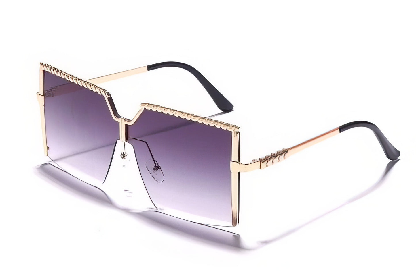 Oversized Square Sunglasses in Gold with Gray Lens